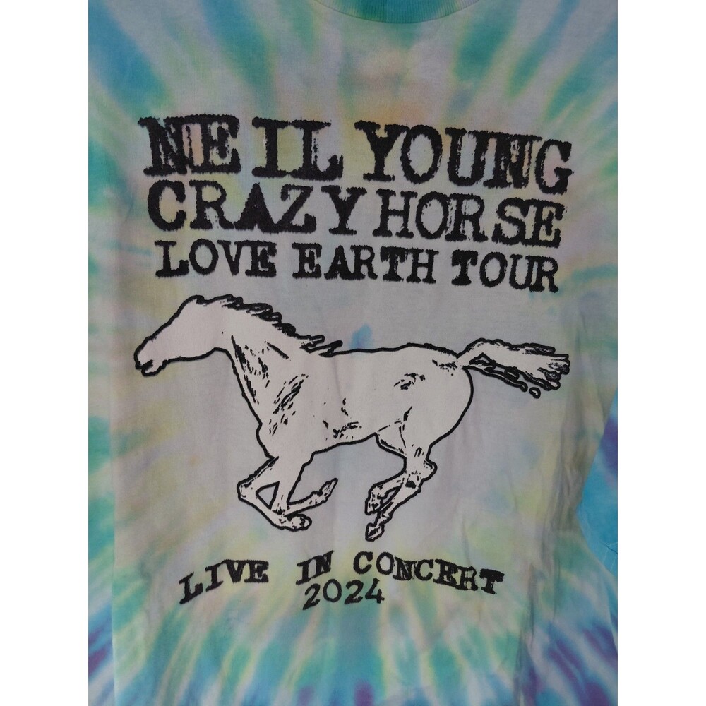 Neil Young Crazy Horse Tie Dye 2024 Love Earth Concert Tour T Shirt Please Read - Picture 2 of 6
